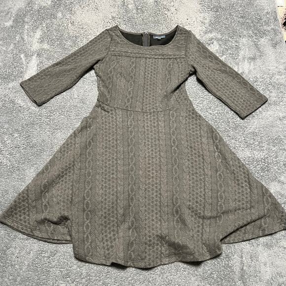 ModCloth Dress Womens Medium Gray Braid My Entire Day 3/4 Sleeve Textured - Picture 1 of 7